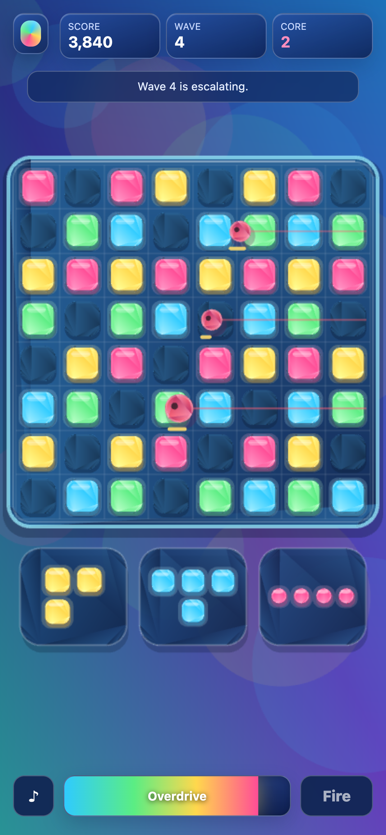 Enemy wave pressure in PulseGrid Siege